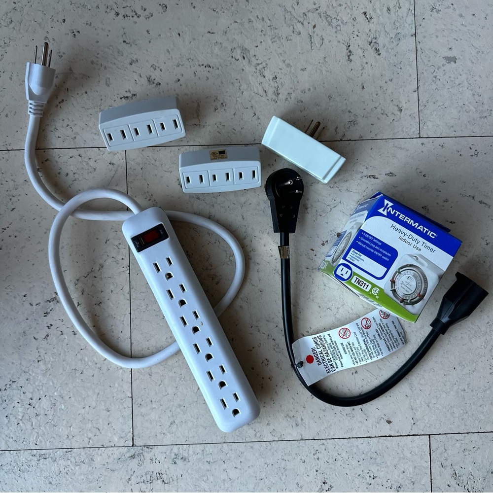 Extension Cable / Plug Adaptor Bundle - heavy duty indoor 24 hr mechanical timer
